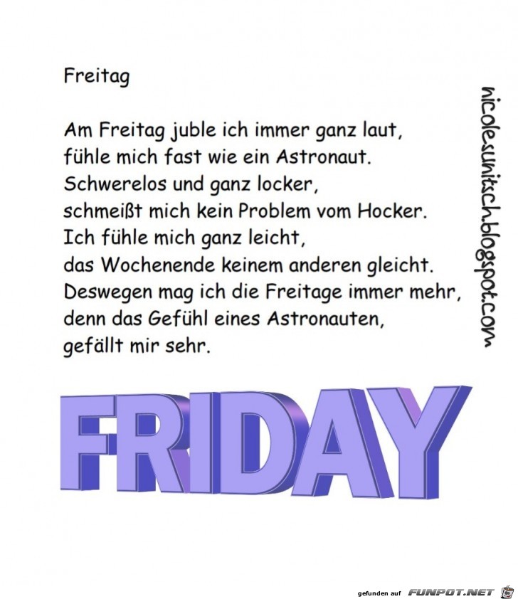 Friday Gedicht - Spruch zum Freitag - Schnes WE