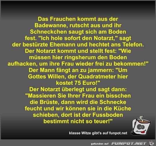 Das Frauchen kommt aus der Badewanne Das Frauchen kommt aus der Badewanne