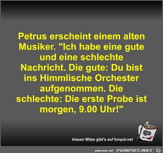 Petrus erscheint einem alten Musiker