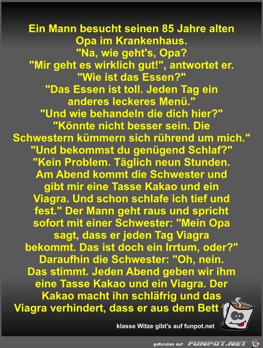 Ein Mann besucht seinen 85 Jahre alten Opa im Krankenhaus Ein Mann besucht seinen 85 Jahre alten Opa im Krankenhaus