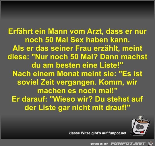Erfährt ein Mann vom Arzt Erfährt ein Mann vom Arzt