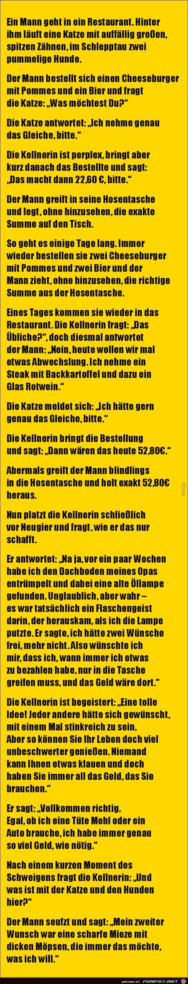 ein Mann geht in ein Restaurant,.. ein Mann geht in ein Restaurant,..