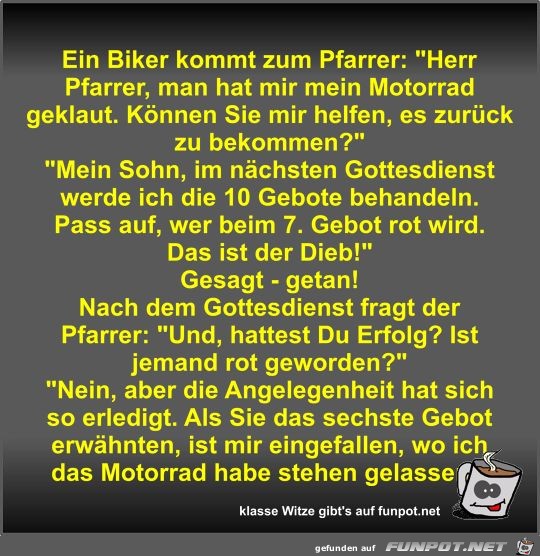 Ein Biker kommt zum Pfarrer