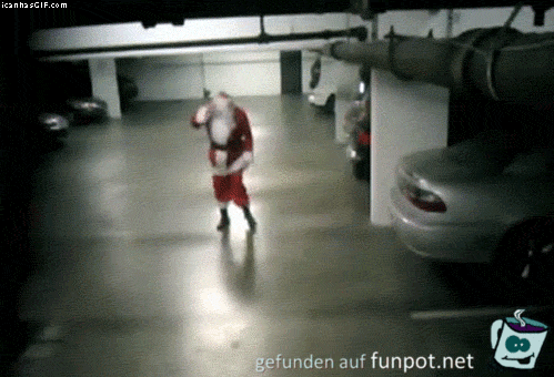Weihnachtsmann im Parkhaus Weihnachtsmann im Parkhaus