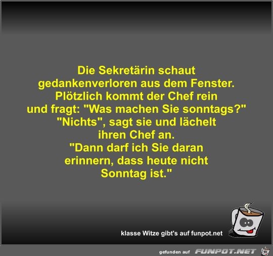 Die Sekretrin schaut gedankenverloren aus dem Fenster