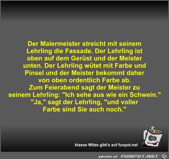 Der Malermeister streicht mit seinem Lehrling die Fassade Der Malermeister streicht mit seinem Lehrling die Fassade