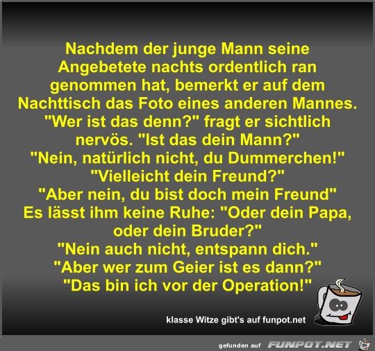 Nachdem der junge Mann seine Angebetete nachts ordentlich... Nachdem der junge Mann seine Angebetete nachts ordentlich...
