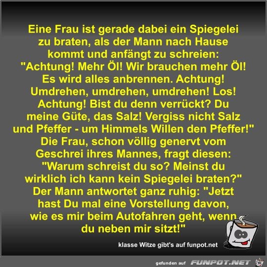 Eine Frau ist gerade dabei ein Spiegelei zu braten Eine Frau ist gerade dabei ein Spiegelei zu braten
