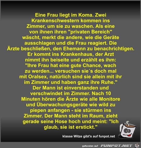 Eine Frau liegt im Koma