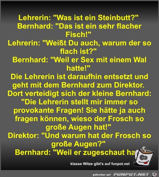 Lehrerin: Was ist ein Steinbutt? Lehrerin: Was ist ein Steinbutt?