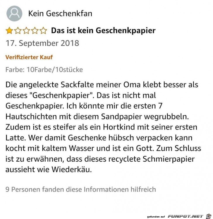 Das ist kein Geschenkpapier