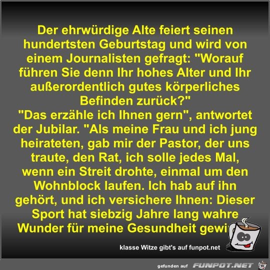 Der ehrwürdige Alte feiert seinen hundertsten Geburtstag... Der ehrwürdige Alte feiert seinen hundertsten Geburtstag...
