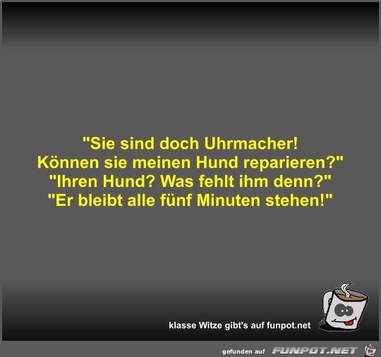 Sie sind doch Uhrmacher! Knnen sie meinen Hund reparieren?