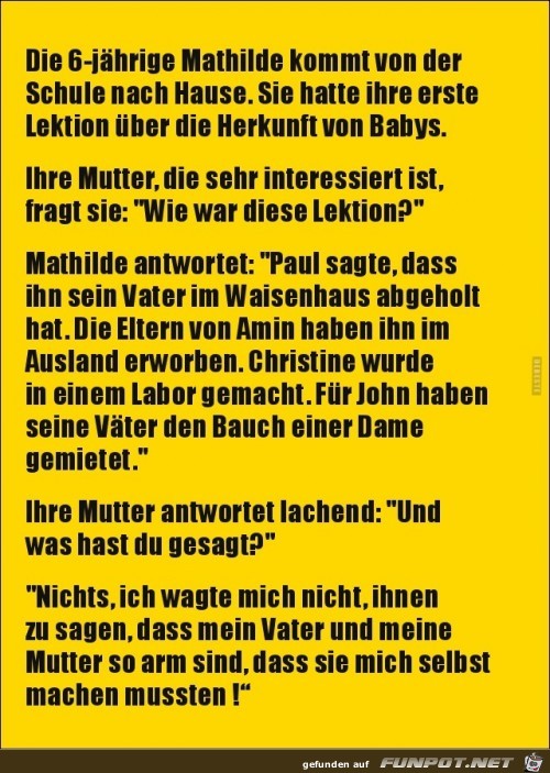 erste Lektion ber die Herkunft der Babys....