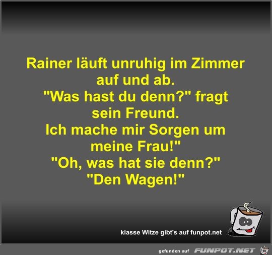 Rainer läuft unruhig im Zimmer auf und ab Rainer läuft unruhig im Zimmer auf und ab