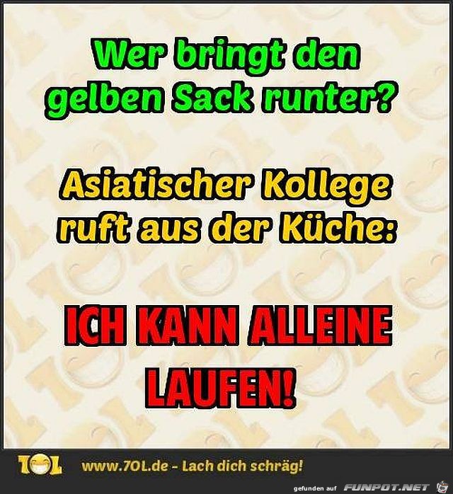 Sack runter bringen