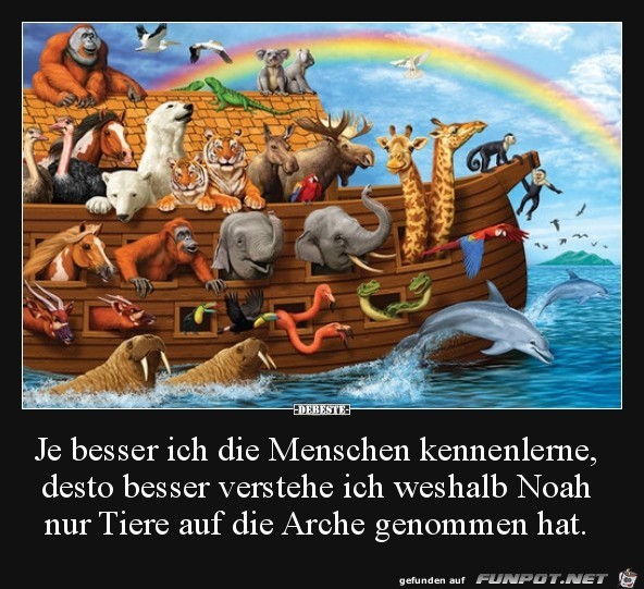 nur Tiere auf die Arche...