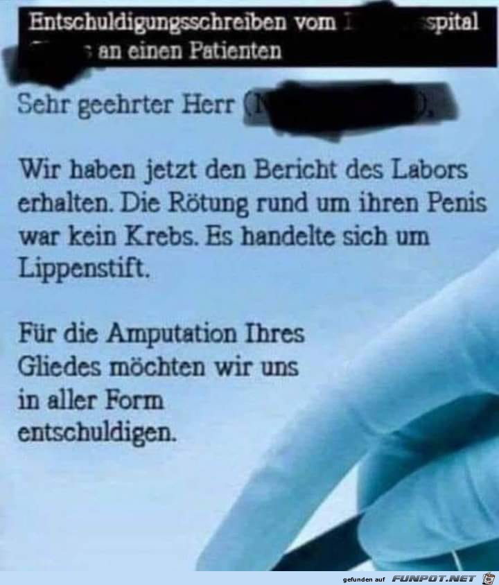 Entschuldigungsschreiben