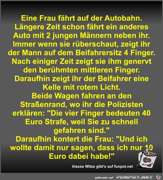 Eine Frau fhrt auf der Autobahn