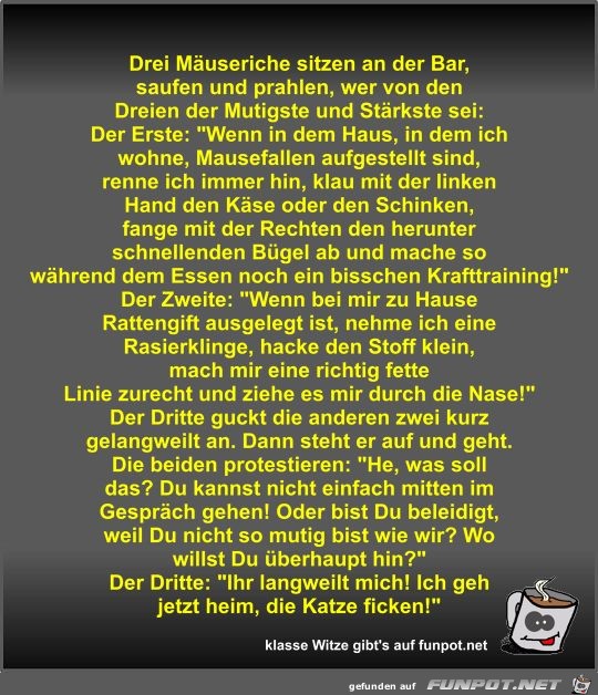 Drei Mäuseriche sitzen an der Bar Drei Mäuseriche sitzen an der Bar