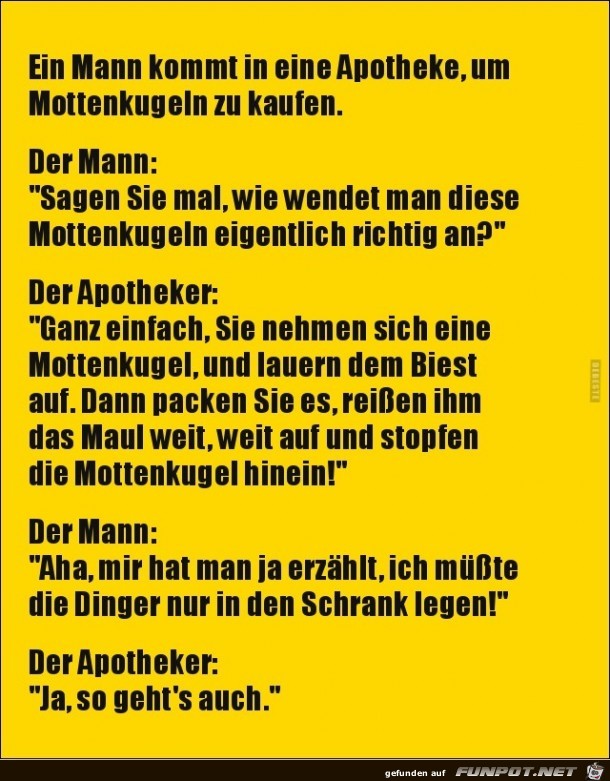 ein Mann kommt in die Apotheke