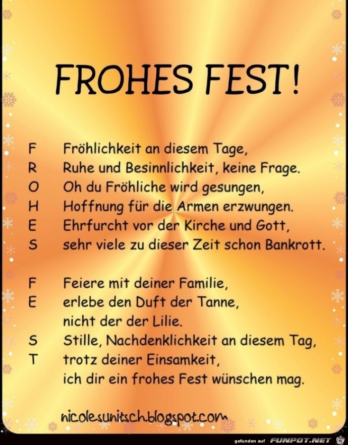 Frohes Fest - Weihnachtsgedicht! Frohes Fest - Weihnachtsgedicht!