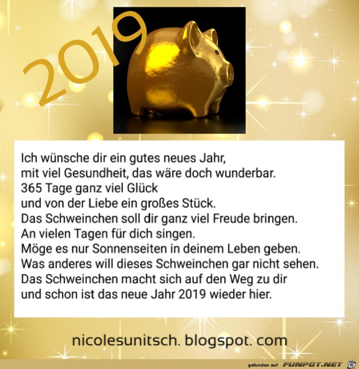 Prosit Neujahr 2019 - Gedicht von Nicole Sunitsch! Prosit Neujahr 2019 - Gedicht von Nicole Sunitsch!