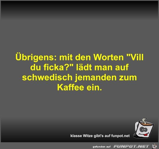 Übrigens: mit den Worten Vill du ficka? Übrigens: mit den Worten Vill du ficka?