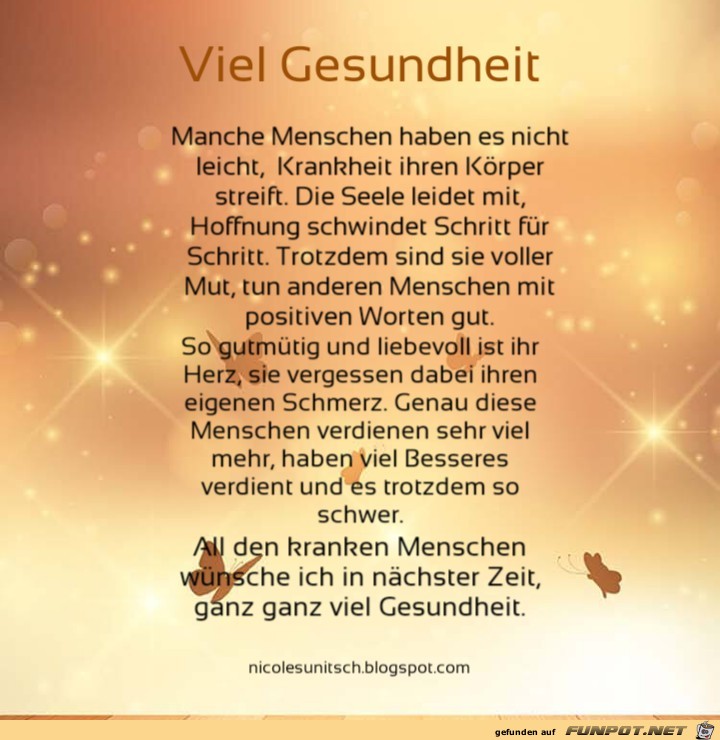 Viel Gesundheit - Gedicht Viel Gesundheit - Gedicht