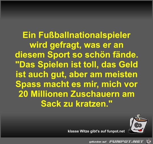 Ein Fußballnationalspieler wird gefragt Ein Fußballnationalspieler wird gefragt