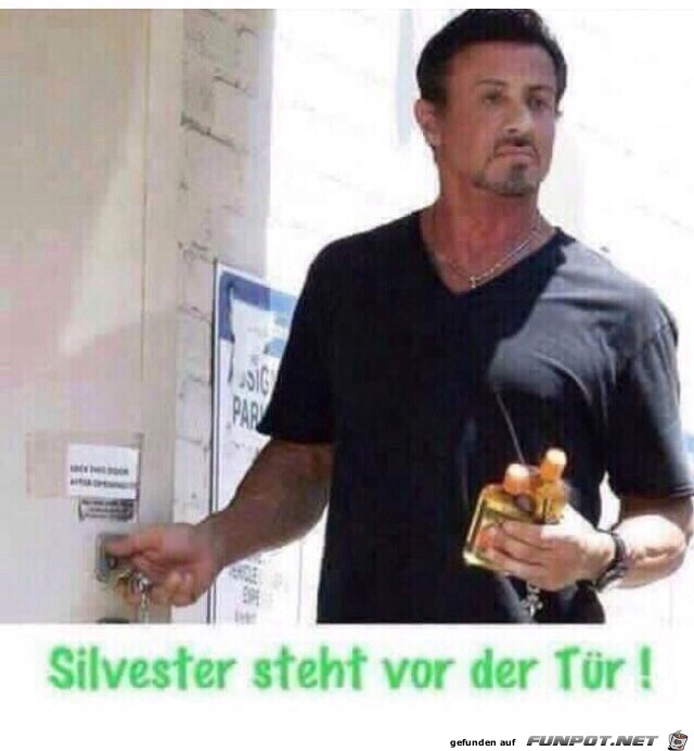 Sylvester steht vor der Tr