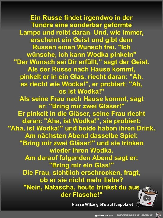 Ein Russe findet irgendwo in der Tundra eine sonderbar... Ein Russe findet irgendwo in der Tundra eine sonderbar...