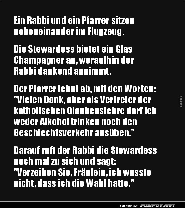 ein Rabbi und ein Pfarrer sitzen im Flugzeug........ ein Rabbi und ein Pfarrer sitzen im Flugzeug........