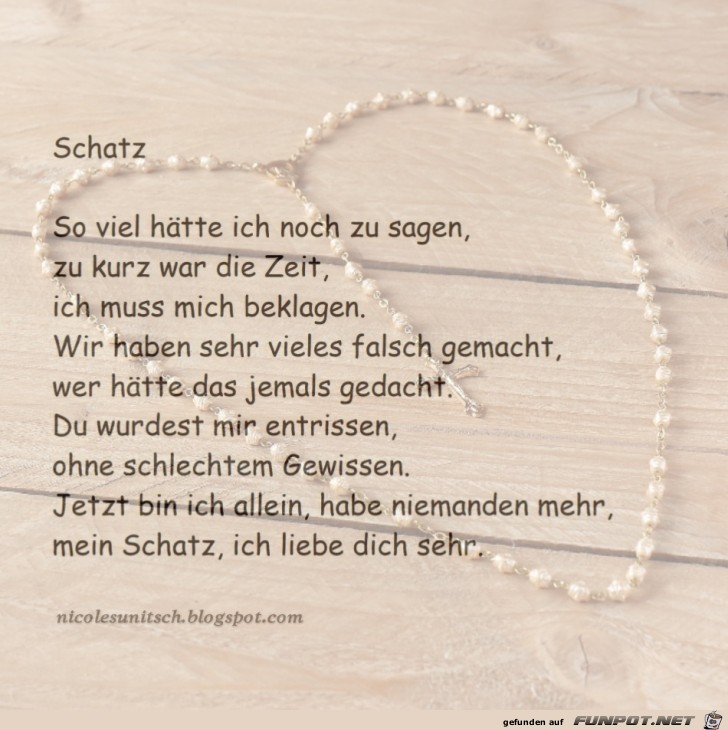 Schatz - Trauergedicht von Nicole Sunitsch