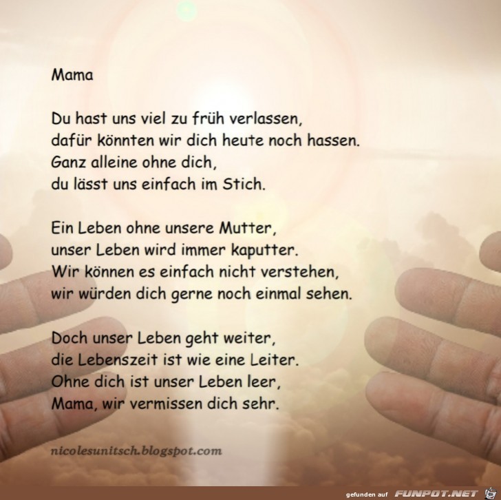 Mama Trauer Gedicht Von Nicole Sunitsch