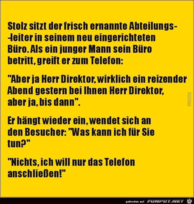 der frischernannte Abteilungsleiter........