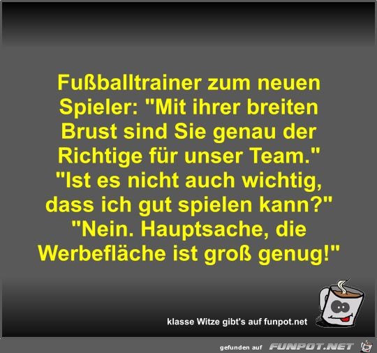 Fuballtrainer zum neuen Spieler