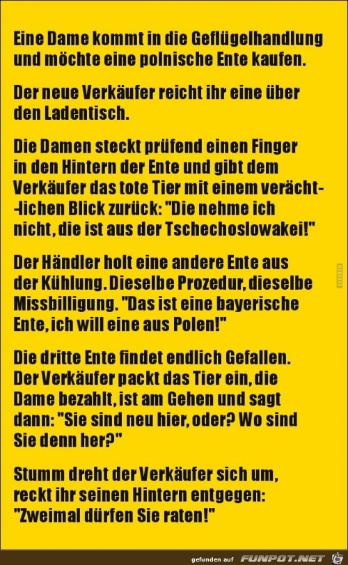 eine Dame möchte eine Ente kaufen....... eine Dame möchte eine Ente kaufen.......