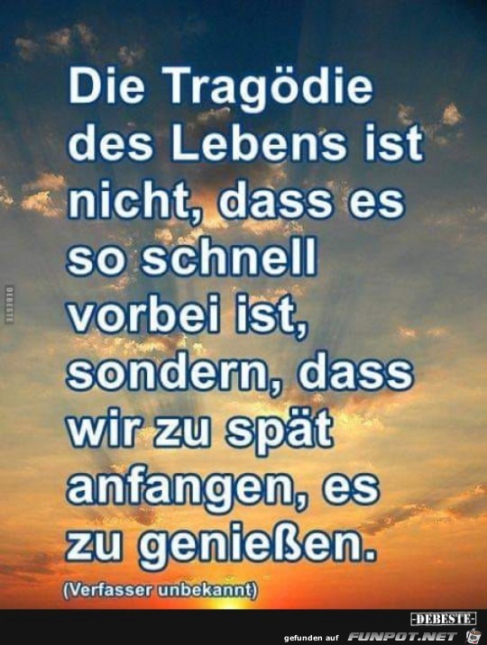 die Tragdie des Lebens ist nicht,......