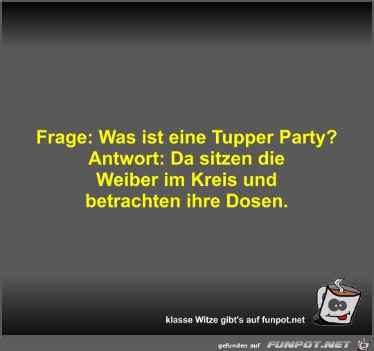 Frage: Was ist eine Tupper Party? Frage: Was ist eine Tupper Party?