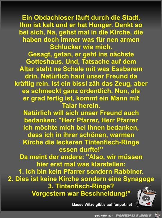 Ein Obdachloser läuft durch die Stadt Ein Obdachloser läuft durch die Stadt