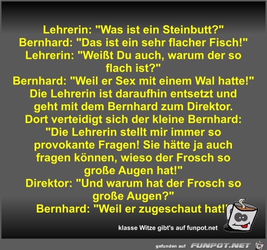 Lehrerin: Was ist ein Steinbutt? Lehrerin: Was ist ein Steinbutt?