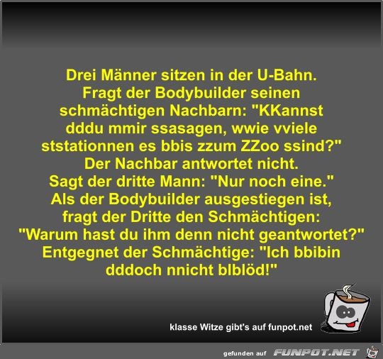 Drei Männer sitzen in der U-Bahn Drei Männer sitzen in der U-Bahn