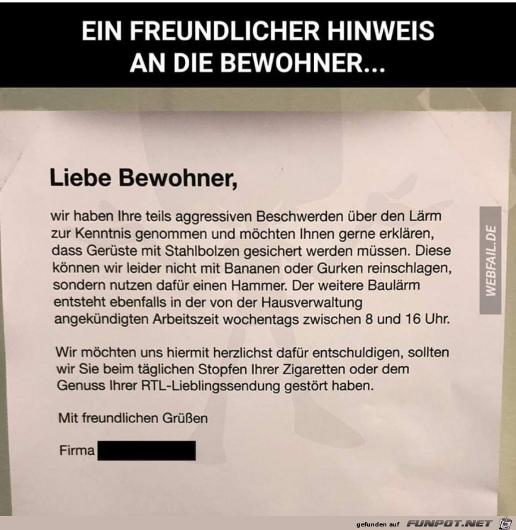 Ein freundlicher Hinweis