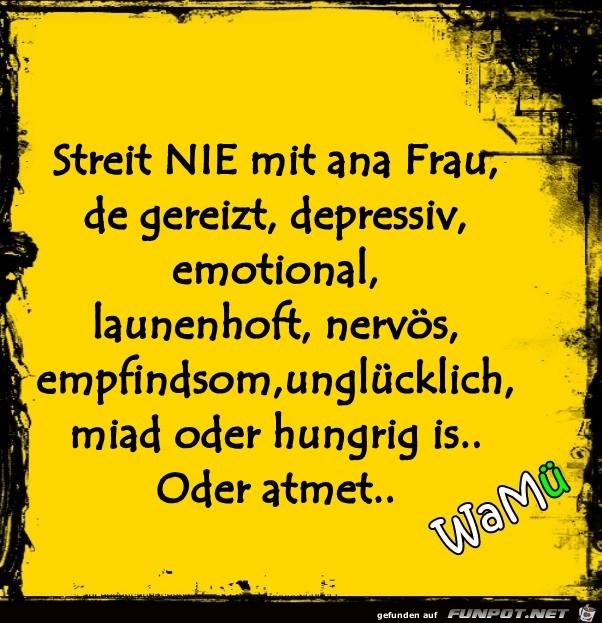 Streit nie mit einer Frau Streit nie mit einer Frau