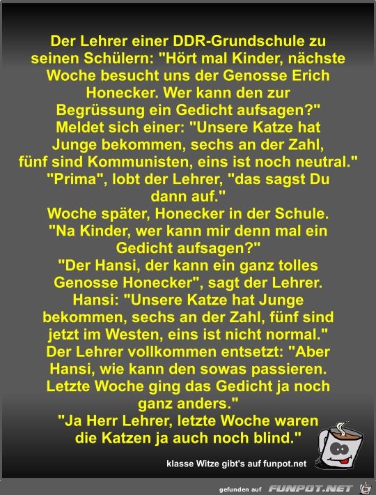 Der Lehrer einer DDR-Grundschule zu seinen Schülern Der Lehrer einer DDR-Grundschule zu seinen Schülern