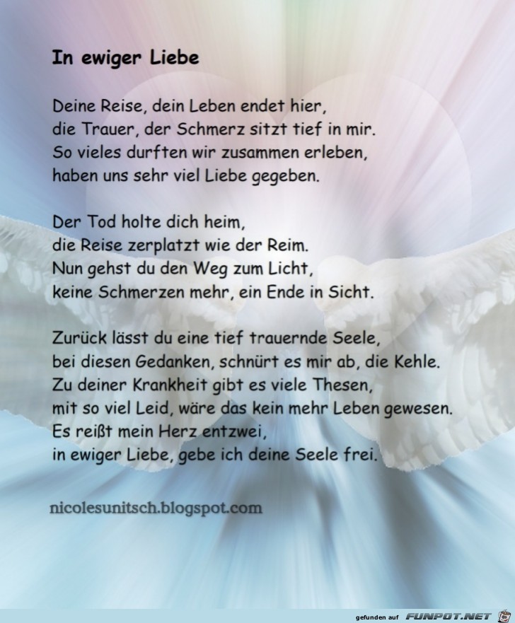 In ewiger Liebe - Trauergedicht von Nicole Sunitsch In ewiger Liebe - Trauergedicht von Nicole Sunitsch