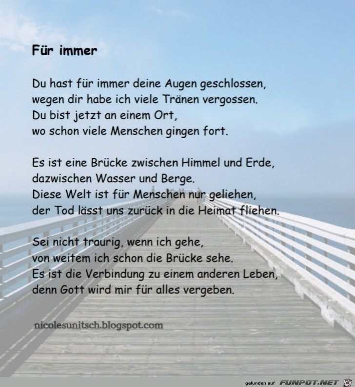 Fr immer - Trauergedicht von Nicole Sunit