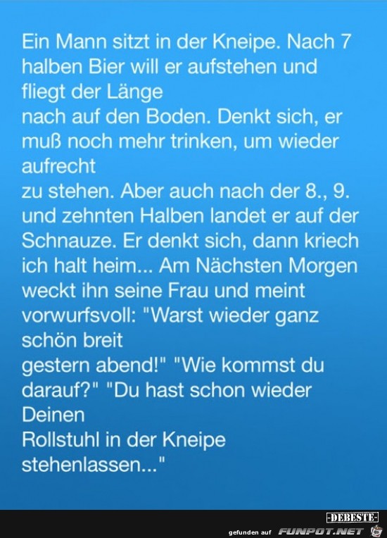 ein Mann sitzt in der Kneipe........