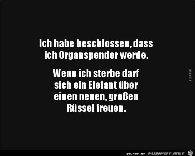 ich habe beschlossen, dass ich Organspender werde...... ich habe beschlossen, dass ich Organspender werde......